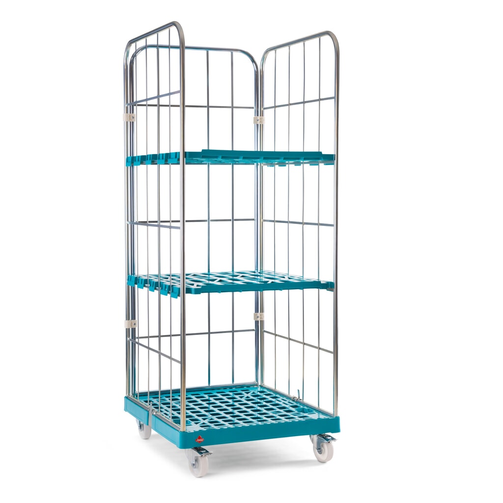 Ameise® Rollbehälter, 3-seitig, grobmaschig, galvanisch verzinkt, Kunststoff-Rollplatte, HxBxT 1.640 x 724 x 815 mm Produktabbildung Nr. 5: Ameise® Rollbehälter, 3-seitig, grobmaschig, galvanisch verzinkt, Kunststoff-Rollplatte, HxBxT 1.640 x 724 x 815 mm