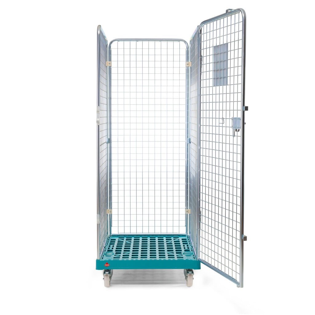 Produktabbildung Nr. 3: Ameise® Rollbehälter, 4-seitig, feinmaschig, galvanisch verzinkt, Kunststoff-Rollplatte, HxBxT 1.810 x 724 x 815 mm