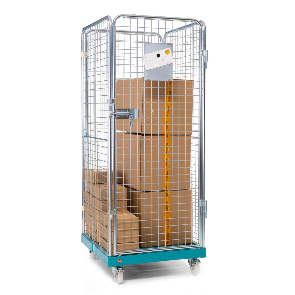 Ameise® Rollbehälter, 4-seitig, feinmaschig, galvanisch verzinkt, Kunststoff-Rollplatte, HxBxT 1.810 x 724 x 815 mm Produktabbildung Nr. 5: Ameise® Rollbehälter, 4-seitig, feinmaschig, galvanisch verzinkt, Kunststoff-Rollplatte, HxBxT 1.810 x 724 x 815 mm