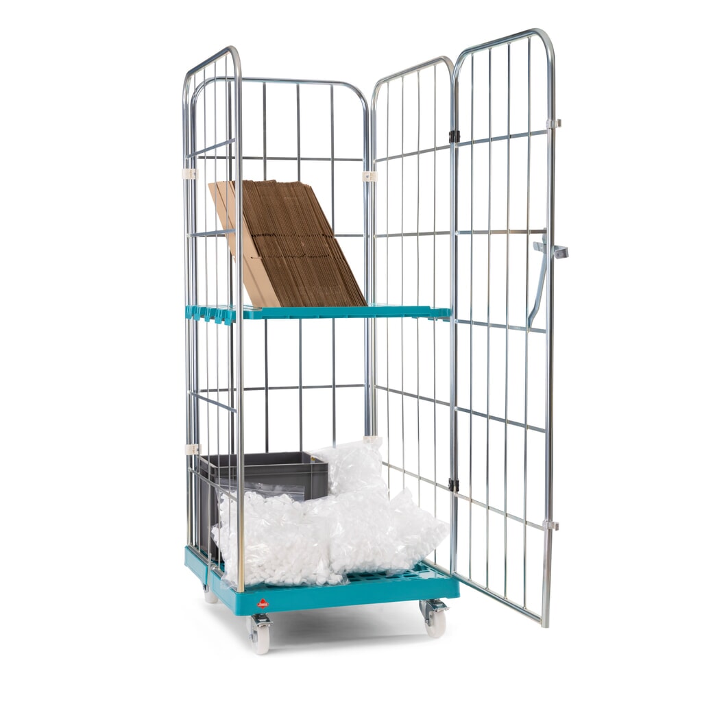 Ameise® Rollbehälter, 4-seitig, grobmaschig, galvanisch verzinkt, Kunststoff-Rollplatte, HxBxT 1.640 x 724 x 815 mm, mit einteiliger, schwenkbarer Vorderwand Produktabbildung Nr. 6: Ameise® Rollbehälter, 4-seitig, grobmaschig, galvanisch verzinkt, Kunststoff-Rollplatte, HxBxT 1.640 x 724 x 815 mm, mit einteiliger, schwenkbarer Vorderwand