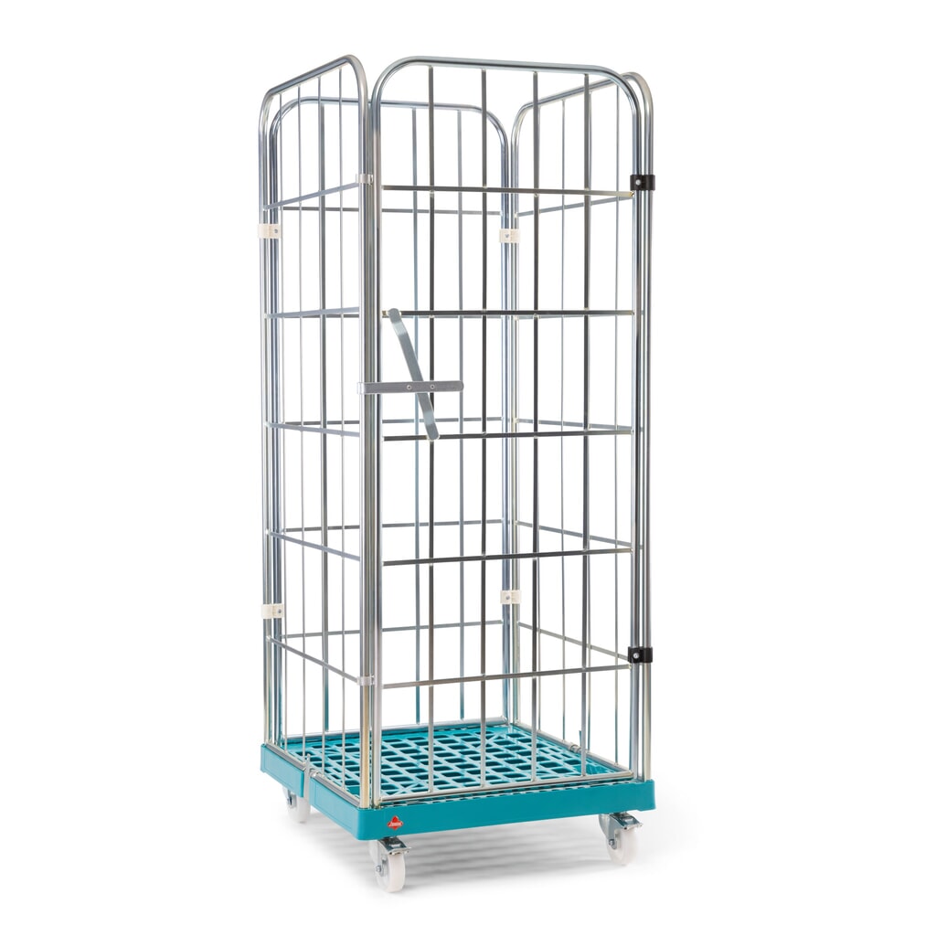 Ameise® Rollbehälter, 4-seitig, grobmaschig, galvanisch verzinkt, Kunststoff-Rollplatte, HxBxT 1.640 x 724 x 815 mm, mit einteiliger, schwenkbarer Vorderwand Produktabbildung Nr. 7: Ameise® Rollbehälter, 4-seitig, grobmaschig, galvanisch verzinkt, Kunststoff-Rollplatte, HxBxT 1.640 x 724 x 815 mm, mit einteiliger, schwenkbarer Vorderwand