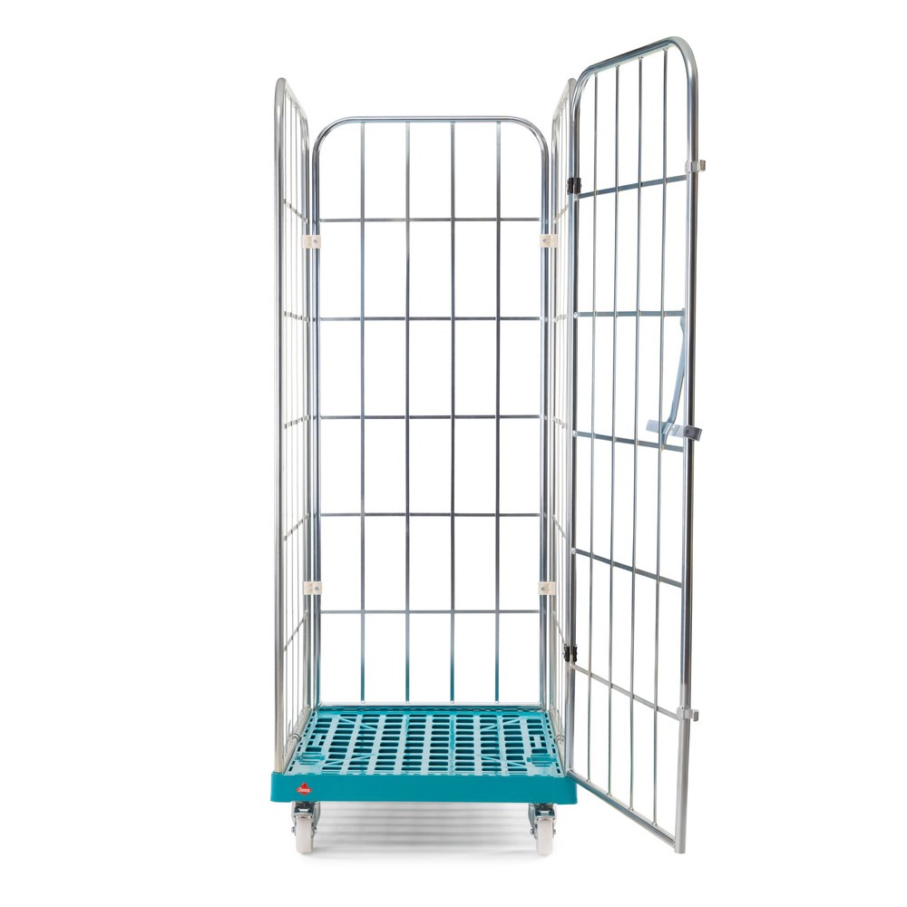 Produktabbildung Nr. 10: Ameise® Rollbehälter, 4-seitig, grobmaschig, galvanisch verzinkt, Kunststoff-Rollplatte, HxBxT 1.830 x 724 x 815 mm, mit einteiliger, schwenkbarer Vorderwand