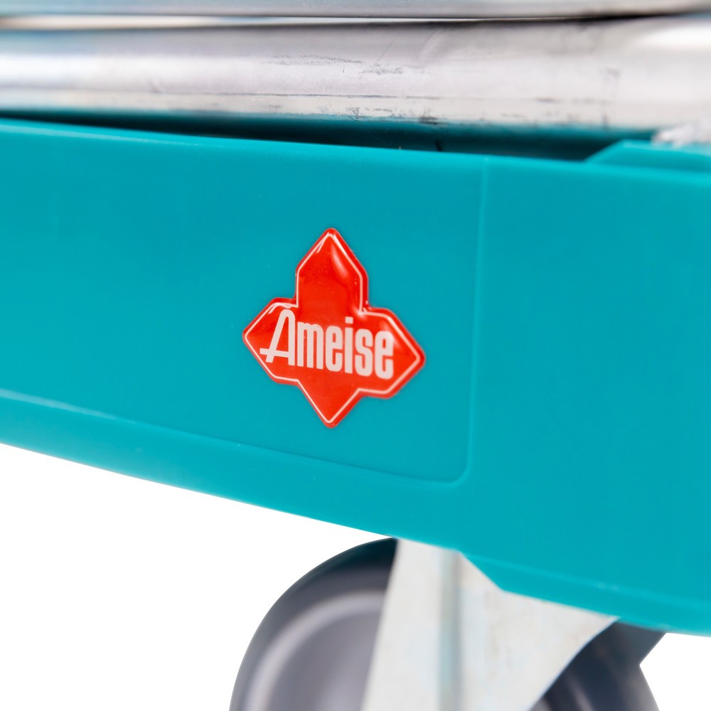 Produktabbildung Nr. 9: Ameise® Rollbehälter, 4-seitig, grobmaschig, galvanisch verzinkt, Kunststoff-Rollplatte, HxBxT 1.640 x 724 x 815 mm, mit zweiteiliger, klappbarer Vorderwand