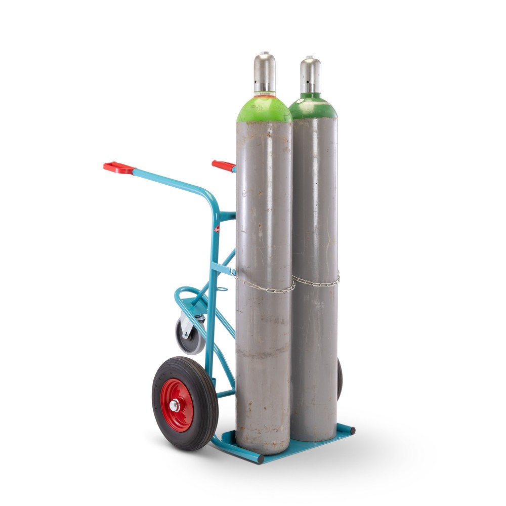 Produktabbildung Nr. 5: Ameise® Stahlflaschenkarre, für 2 Flaschen à 40-50 Liter, Stützrad, Luft-Bereifung