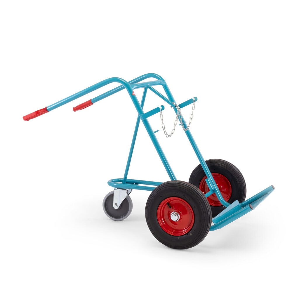 Ameise® Stahlflaschenkarre, für 2 Flaschen à 40-50 Liter, Stützrad, Luft-Bereifung Produktabbildung Nr. 6: Ameise® Stahlflaschenkarre, für 2 Flaschen à 40-50 Liter, Stützrad, Luft-Bereifung