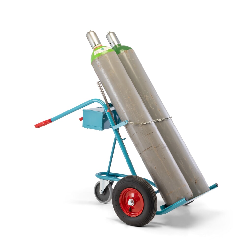 Ameise® Stahlflaschenkarre, für 2 Flaschen à 40-50 Liter, Stützrad, Luft-Bereifung Produktabbildung Nr. 8: Ameise® Stahlflaschenkarre, für 2 Flaschen à 40-50 Liter, Stützrad, Luft-Bereifung