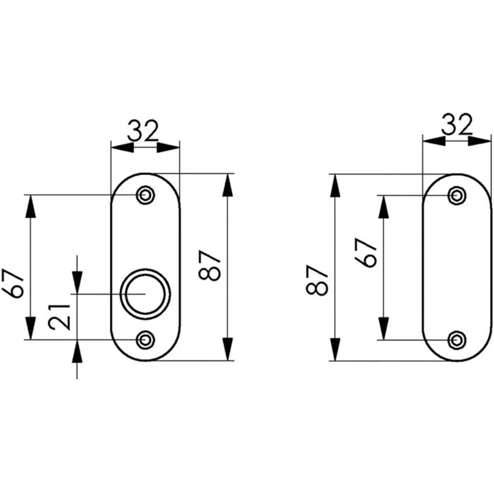 Produktabbildung: AMF Drückerrosette 479, Schildstärke 7 mm rund, Aluminium F1, oval
