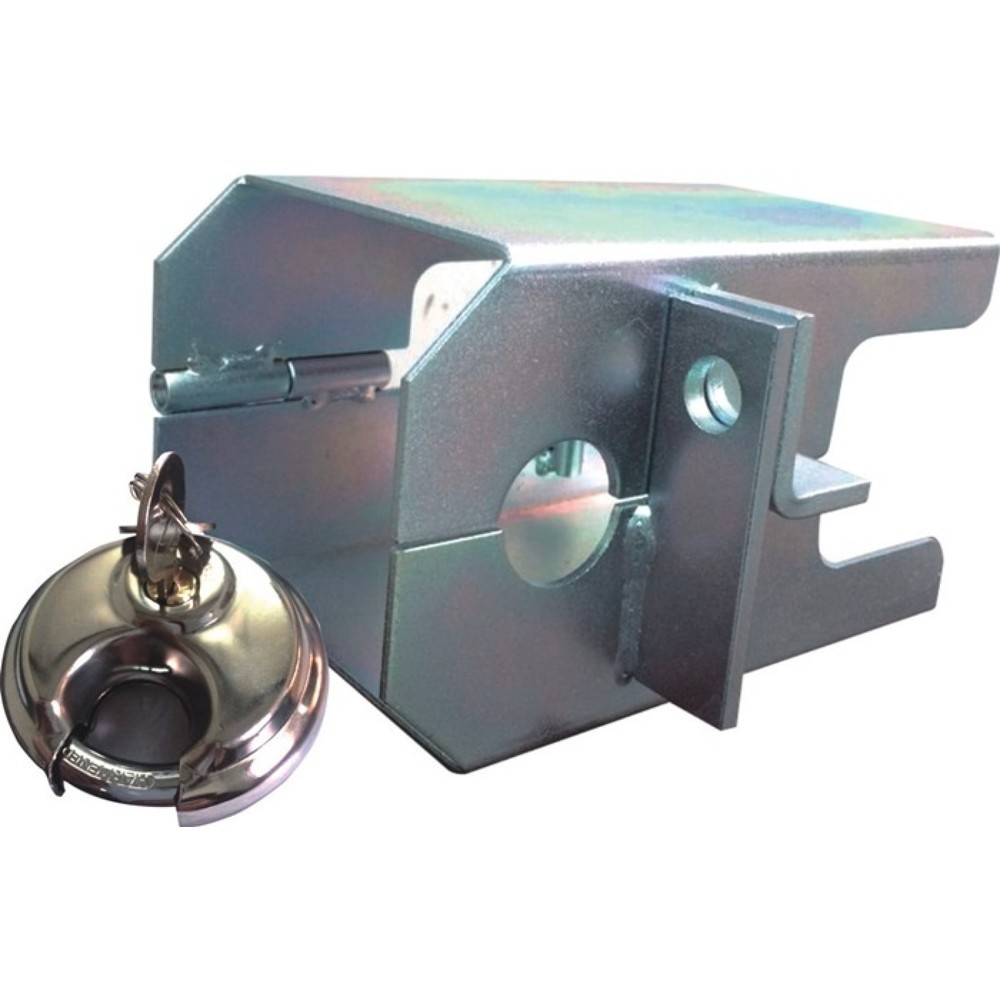 Produktabbildung: Anhänger-Kastensicherung, L190xB125xH114mm, Stahl verzinkt, Karton, Gewicht 1,9 kg silber