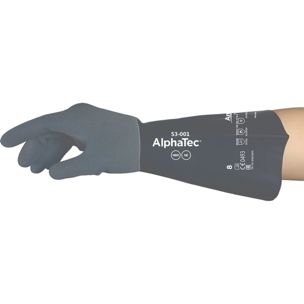Ansell Chemiehandschuhe AlphaTec 53-001, Größe 9 grau/schwarz, EN 388, EN 374, EN 407 Produktabbildung: Ansell Chemiehandschuhe AlphaTec 53-001, Größe 9 grau/schwarz, EN 388, EN 374, EN 407