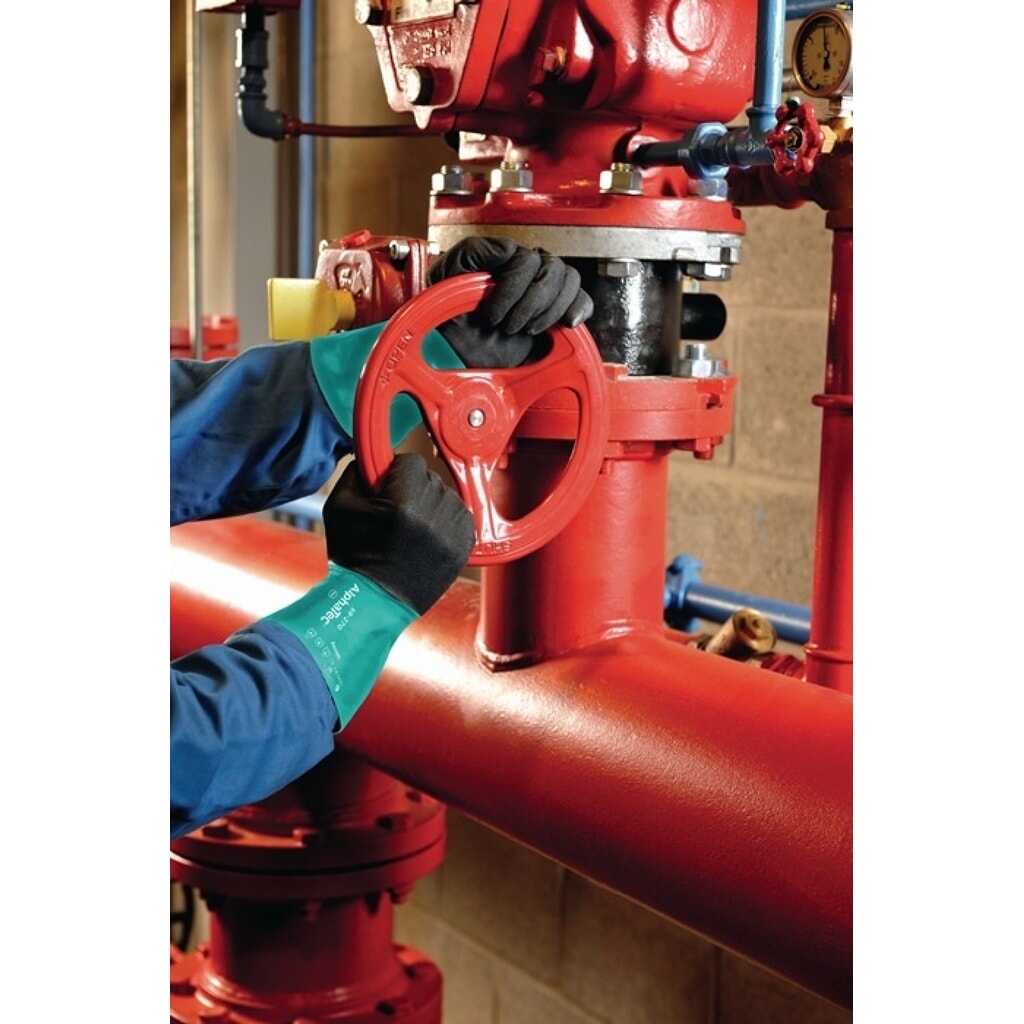 Produktabbildung: Ansell Chemikalienhandschuhe AlphaTec 58-270, Größe 10 flaschengrün/anthrazitgrau, EN 388, EN 374, EN 1149