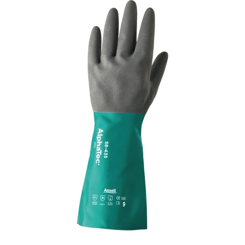 Produktabbildung: Ansell Chemikalienhandschuhe AlphaTec 58-435, Größe 10 meeresgrün/anthrazitgrau, EN 388, EN 374, EN 1149