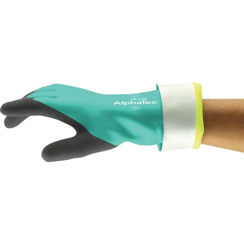 Produktabbildung: Ansell Chemikalienhandschuhe AlphaTec 58-735, Größe 9 grün, EN 388, EN 374