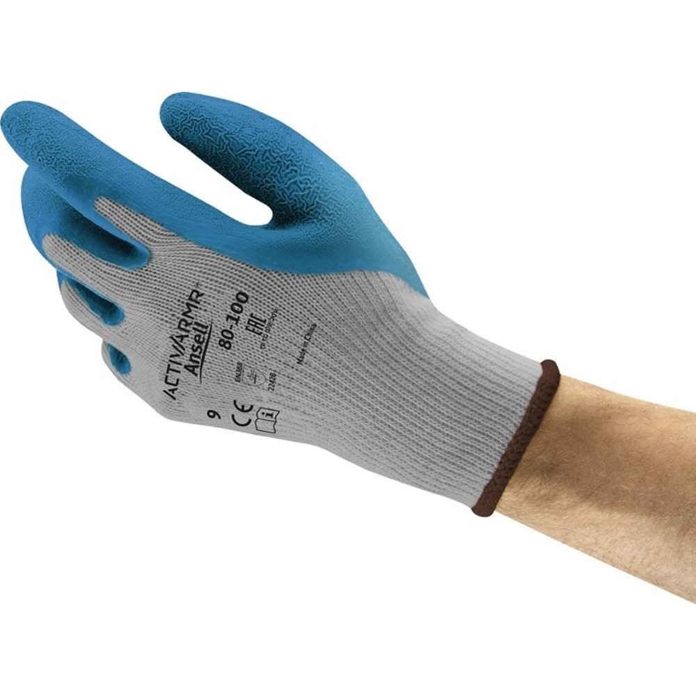 Produktabbildung: Ansell Handschuhe ActivArmr® 80-100, Größe 10 blau/grau, EN 388 PSA-Kategorie II
