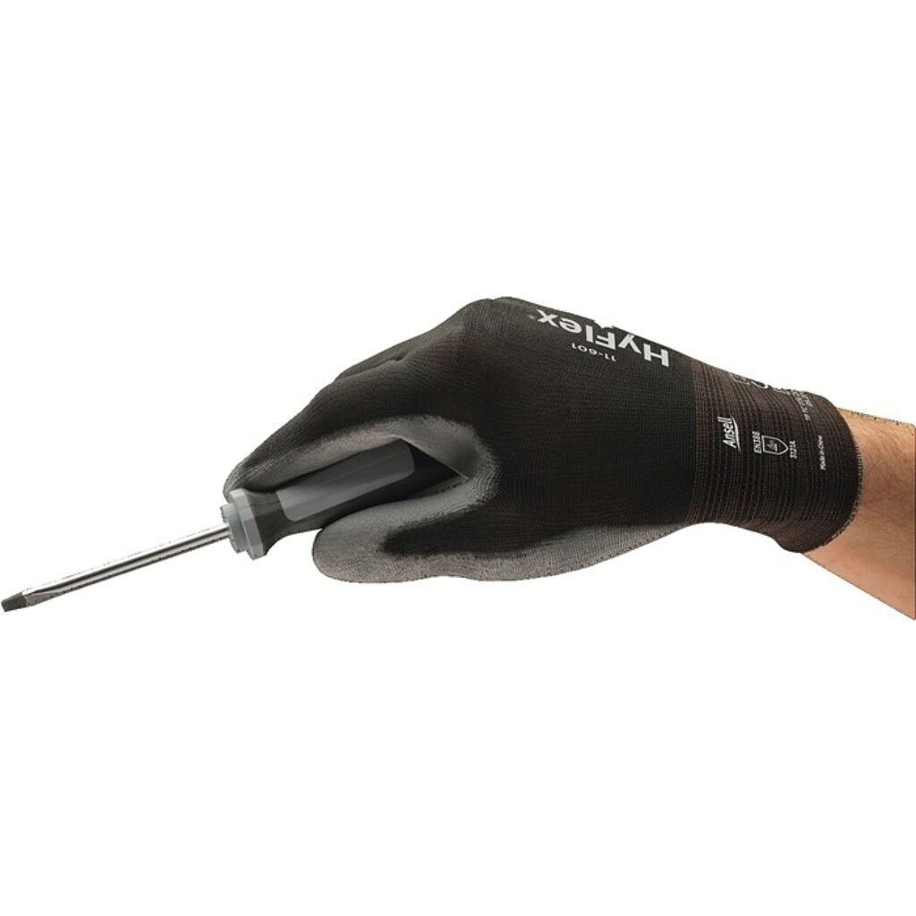 Ansell Handschuhe HyFlex 11-601, Größe 9 schwarz/grau, EN 388 PSA-Kategorie II Produktabbildung: Ansell Handschuhe HyFlex 11-601, Größe 9 schwarz/grau, EN 388 PSA-Kategorie II
