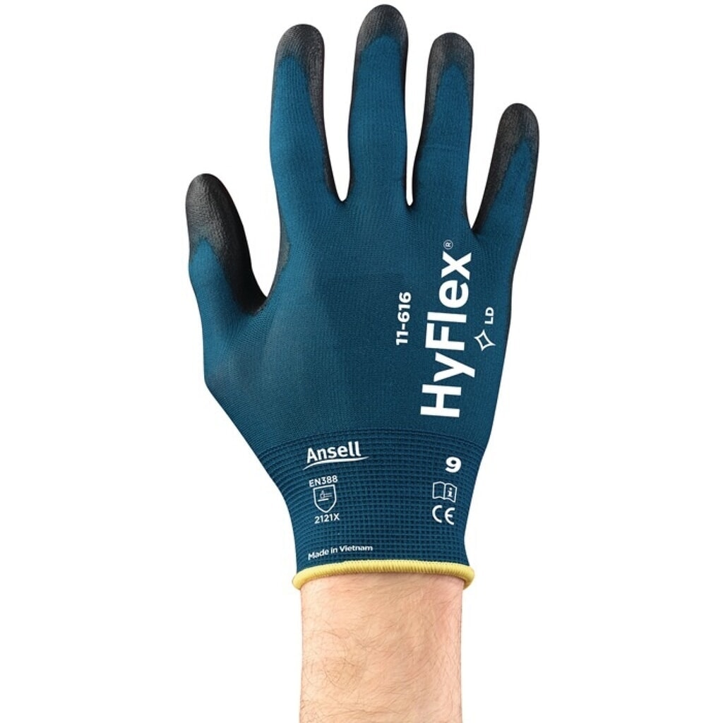 Produktabbildung: Ansell Handschuhe HyFlex® 11-616, Größe 9 grünblau/schwarz, EN 388:2016 PSA-Kategorie II