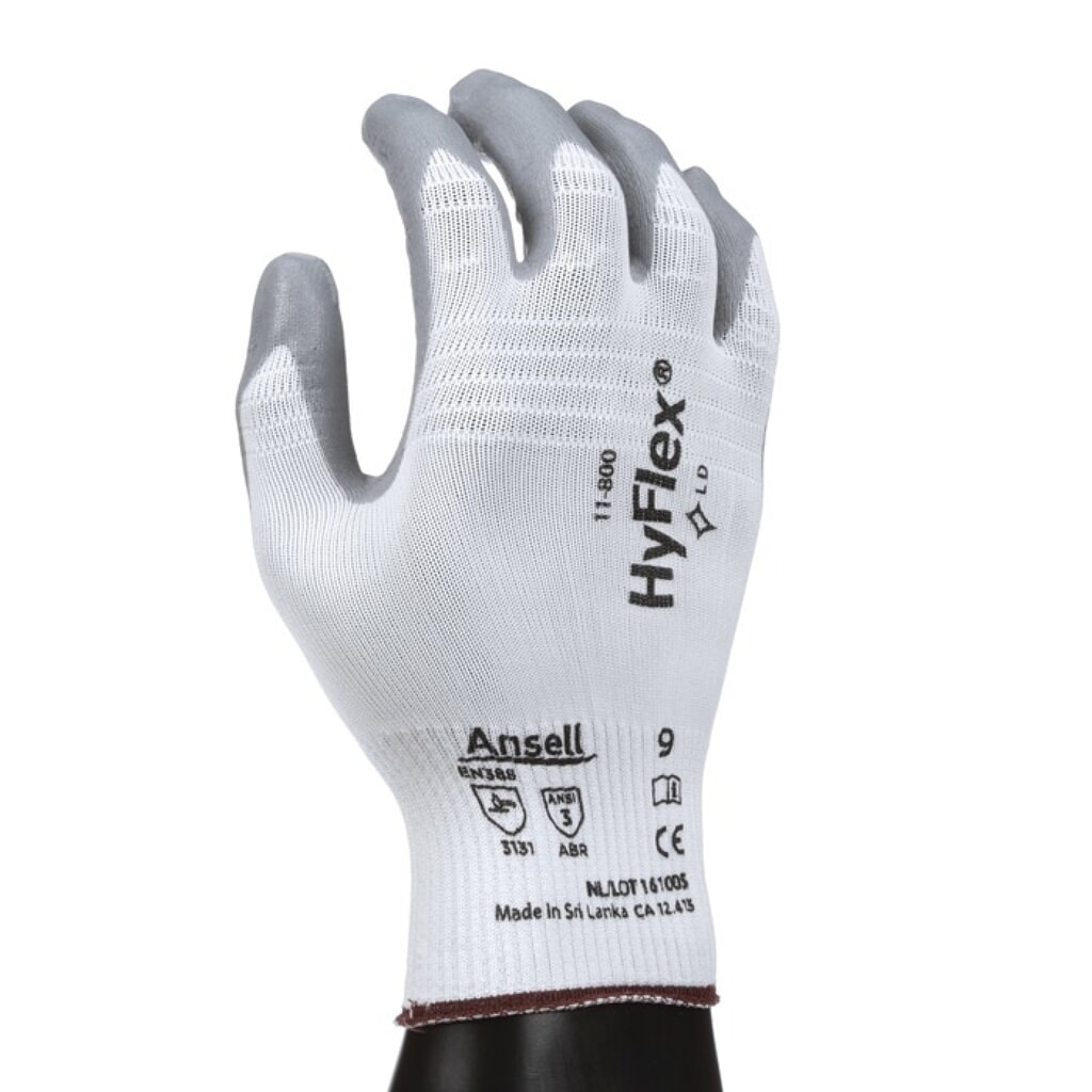 Produktabbildung: Ansell Handschuhe HyFlex 11-800, Größe 10 weiß/grau, EN 388 PSA-Kategorie II