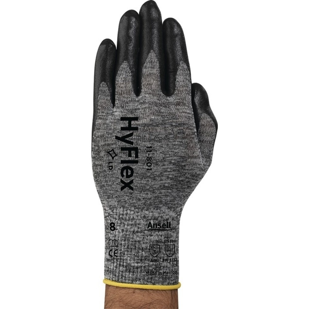 Produktabbildung: Ansell Handschuhe HyFlex 11-801, Größe 10 grau/schwarz, EN 388 PSA-Kategorie II