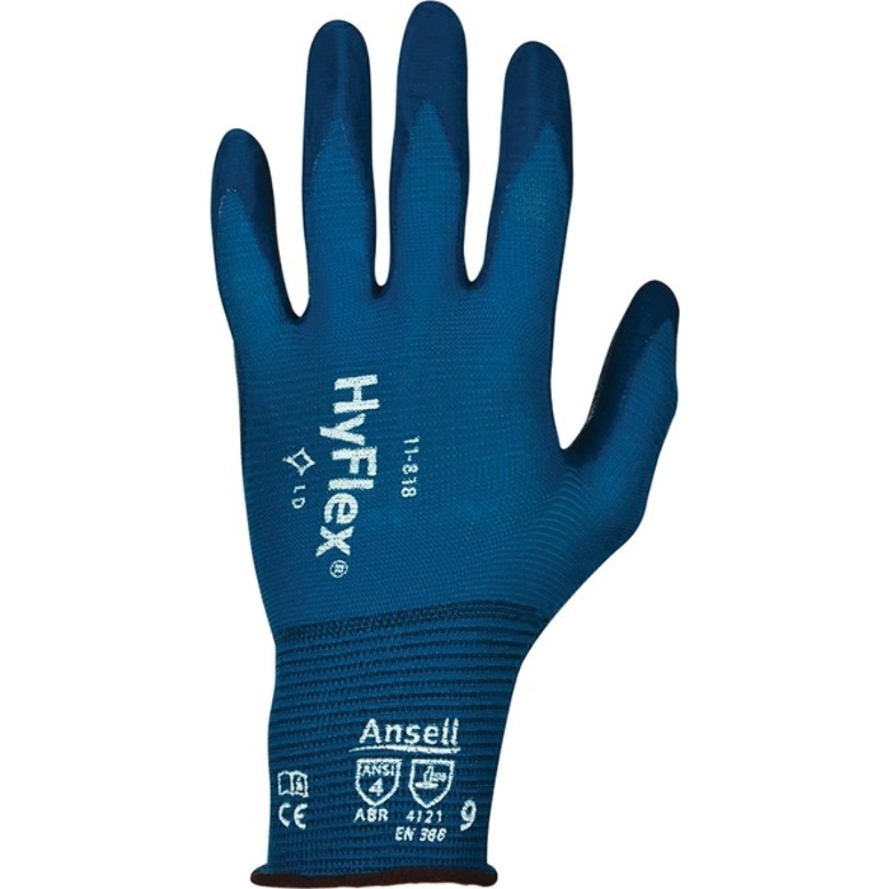 Produktabbildung: Ansell Handschuhe HyFlex® 11-818, Größe 9 dunkelblau, EN 388 PSA-Kategorie II