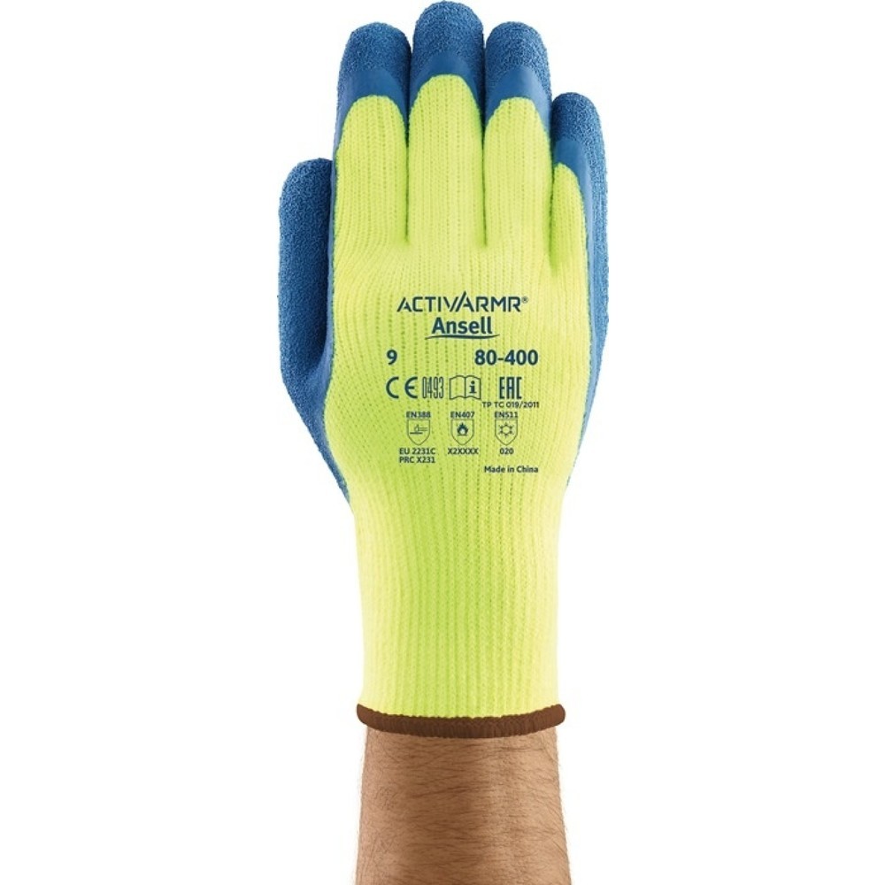 Produktabbildung: Ansell Kälteschutzhandschuhe ActivArmr® 80-400, Größe 9 gelb/blau, EN 388, EN 511, EN 407