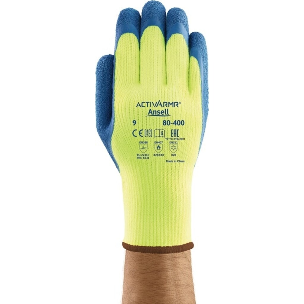 Ansell Kälteschutzhandschuhe ActivArmr® 80-400, Größe 10 gelb/blau, EN 388, EN 511, EN 407 Produktabbildung: Ansell Kälteschutzhandschuhe ActivArmr® 80-400, Größe 10 gelb/blau, EN 388, EN 511, EN 407