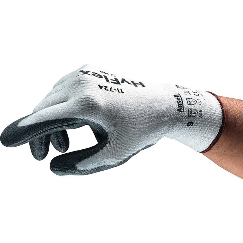 Produktabbildung: Ansell Schnittschutzhandschuhe HyFlex® 11-724, Größe 10 weiß/grau, EN 388 PSA-Kategorie II