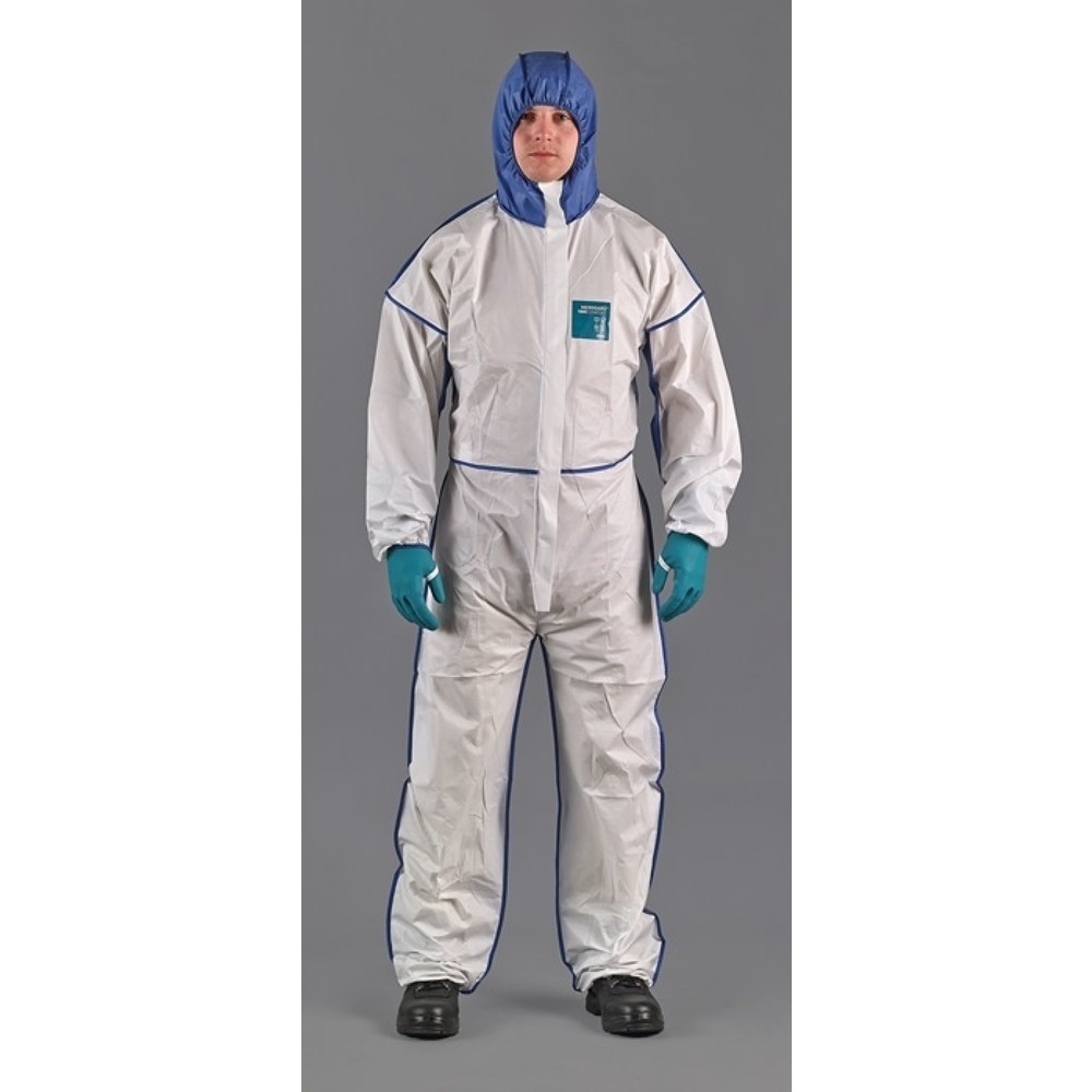 Produktabbildung: Ansell Schutzoverall AlphaTec® 1800 Comfort, Größe XXXL, weiß/blau