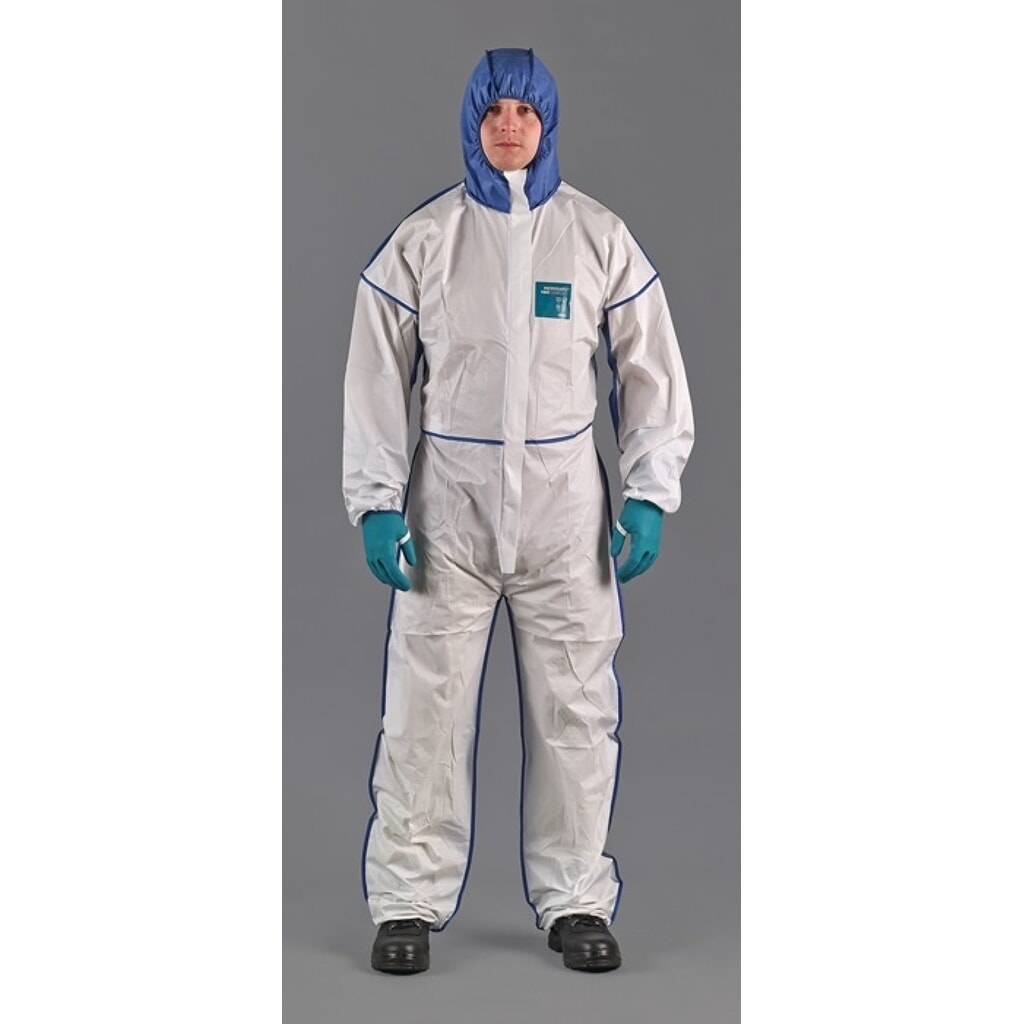 Produktabbildung: Ansell Schutzoverall AlphaTec® 1800 Comfort, Größe XL, weiß/blau