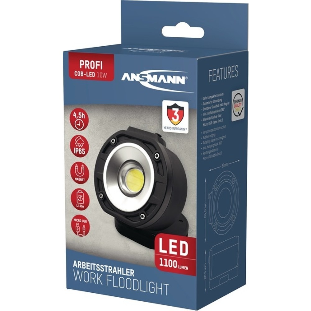Produktabbildung Nr. 2: ANSMANN LED-Akkustrahler FL1100R, 3,7 V 4000 mAh, Li-Ion 10 W 1100 lm