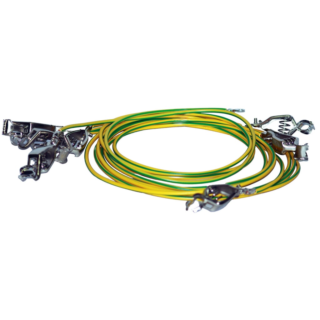 Anti-Statik-Set, 4 Potentialausgleichskabel mit Federclip Produktabbildung: Anti-Statik-Set, 4 Potentialausgleichskabel mit Federclip