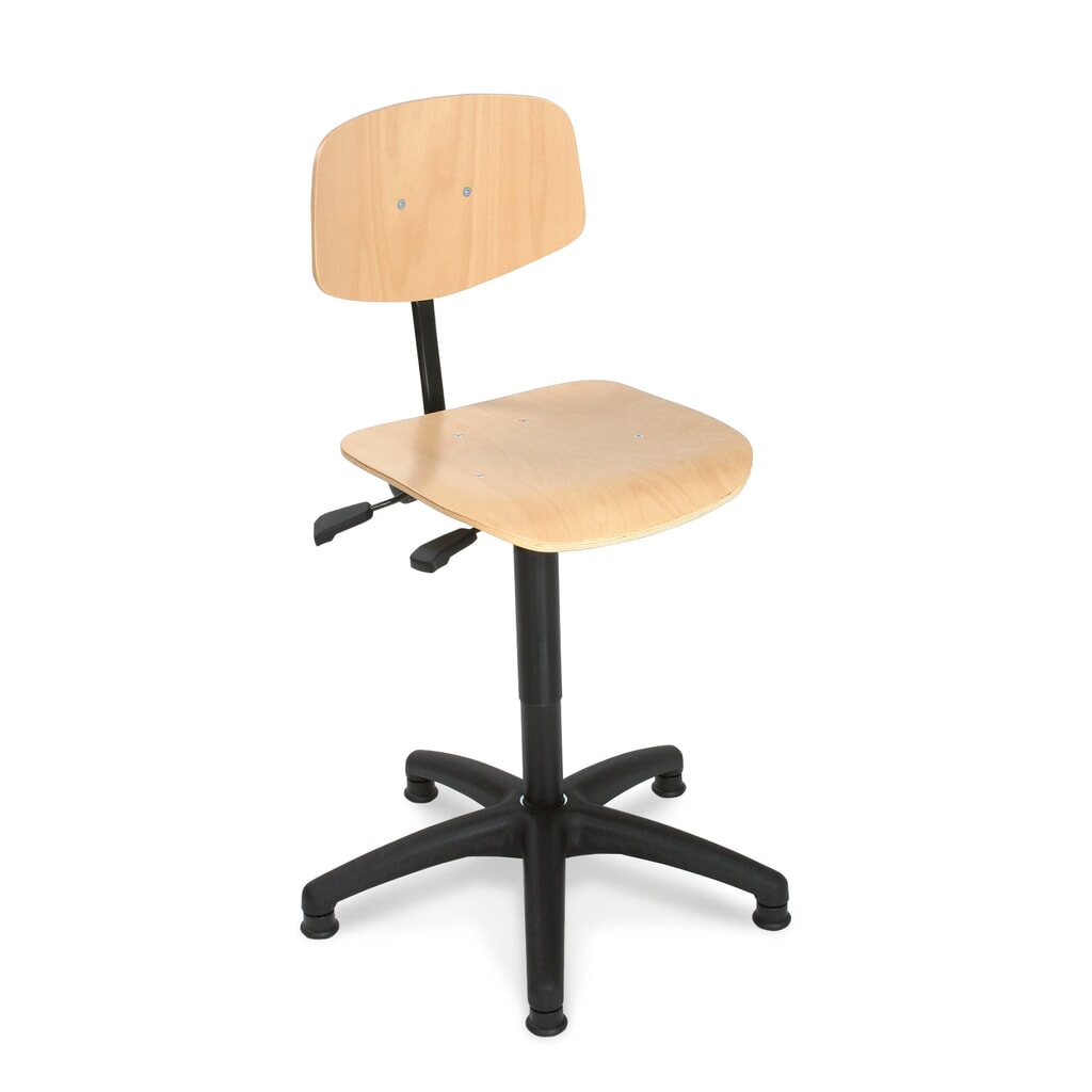 Produktabbildung: Arbeitsdrehstuhl Easy Buche, Sitzhöhe 430-630 mm, Kunststoffbasis, Bodengleiter