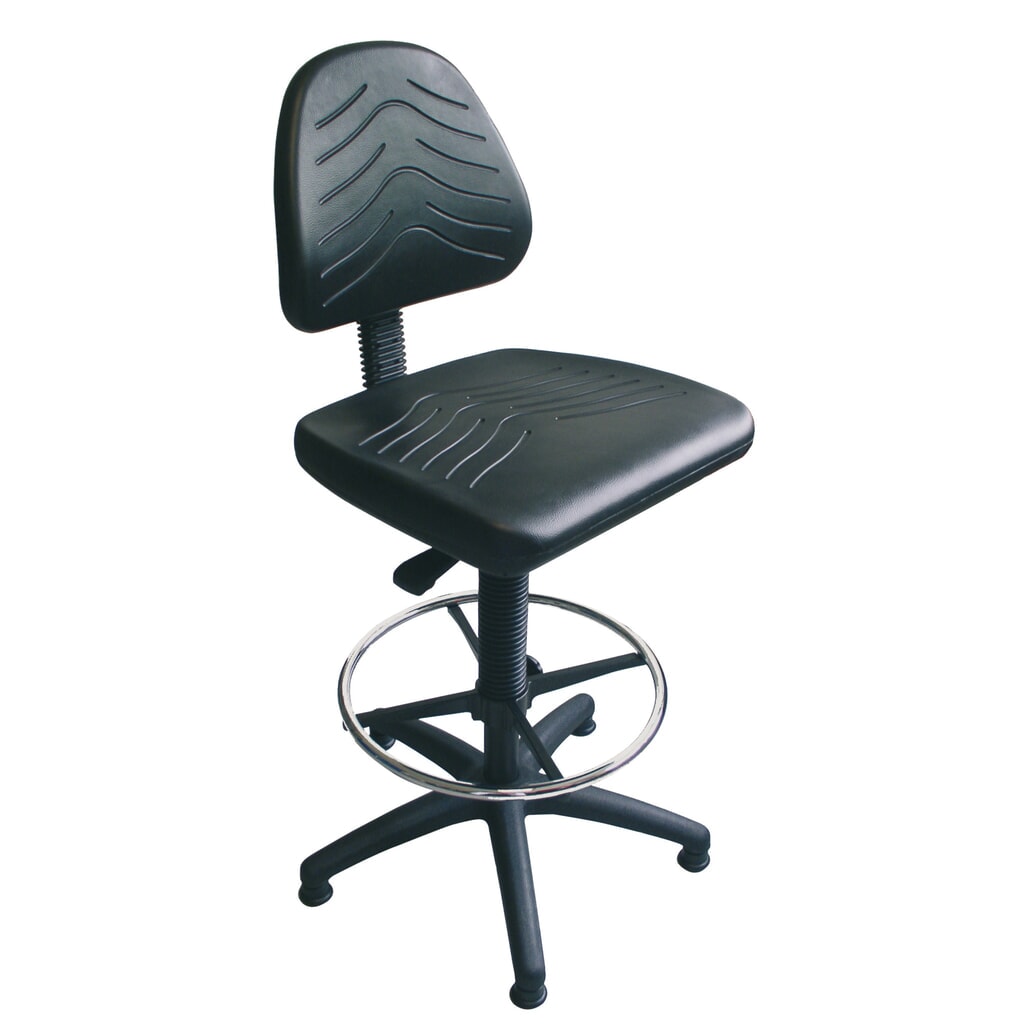 Arbeitsdrehstuhl Komfort, Stoffpolster, Sitzhöhe 520-710 mm, Kunststoffbasis, Bodengleiter, Fußring Produktabbildung: Arbeitsdrehstuhl Komfort, Stoffpolster, Sitzhöhe 520-710 mm, Kunststoffbasis, Bodengleiter, Fußring