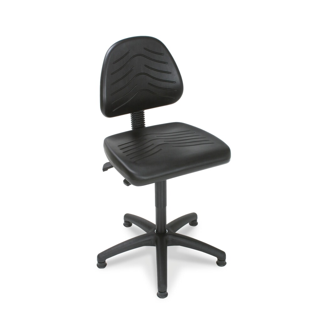 Produktabbildung: Arbeitsdrehstuhl Universal, Sitzhöhe 450-640 mm, Kunststoffbasis, Bodengleiter, Kunstleder, schwarz