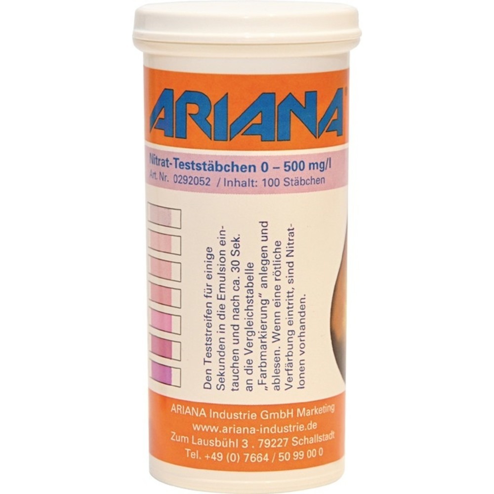 Produktabbildung: ARIANA Messstäbchen TRGS 611, 0-500 mg/l, Nitrat-Gehalt, Dose, 100 St.