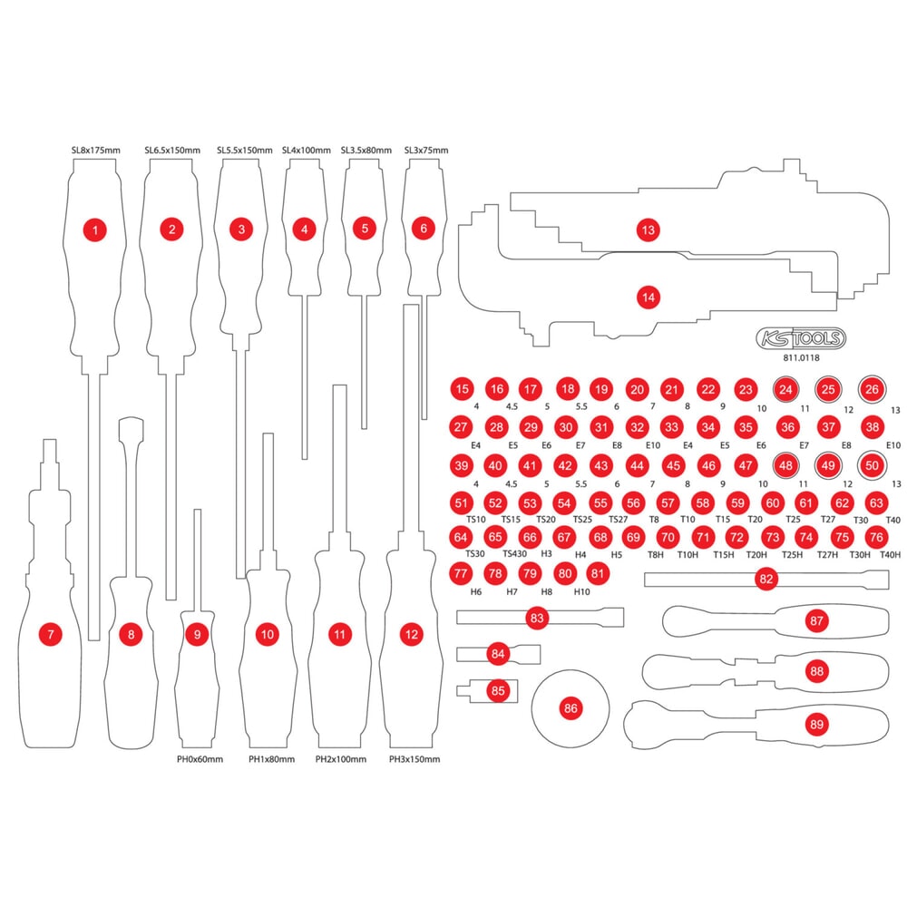 Produktabbildung: KS TOOLS Leere Schaumstoffeinlage zu 811.0105