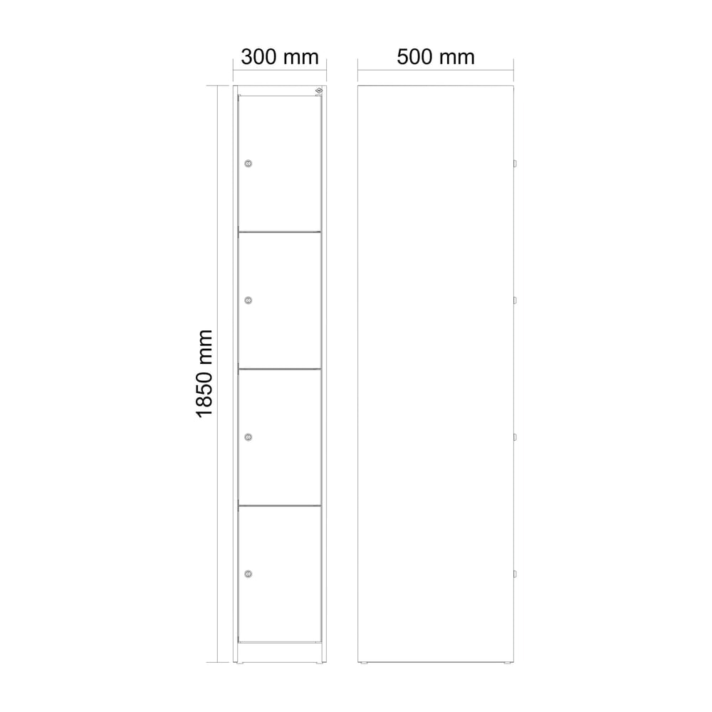 Produktabbildung Nr. 8: C+P Schließfachschrank Classic PLUS, 1 Abteil, HxBxT 1.850 x 300 x 500 mm, lichtgrau, lichtgrau, 4 Fächer, Zylinderschloss