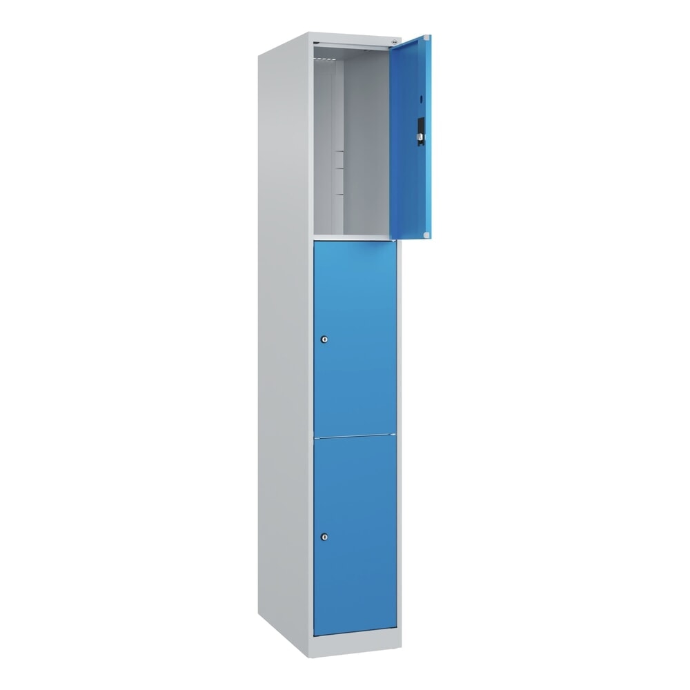 Produktabbildung Nr. 1: C+P Schließfachschrank Classic PLUS, 1 Abteil, HxBxT 1.850 x 300 x 500 mm, lichtgrau, lichtblau, 3 Fächer, Zylinderschloss