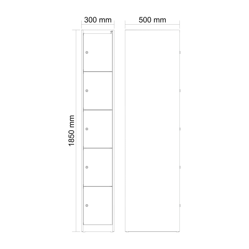 Produktabbildung Nr. 8: C+P Schließfachschrank Classic PLUS, 1 Abteil, HxBxT 1.850 x 300 x 500 mm, lichtgrau, lichtblau, 5 Fächer, Zylinderschloss