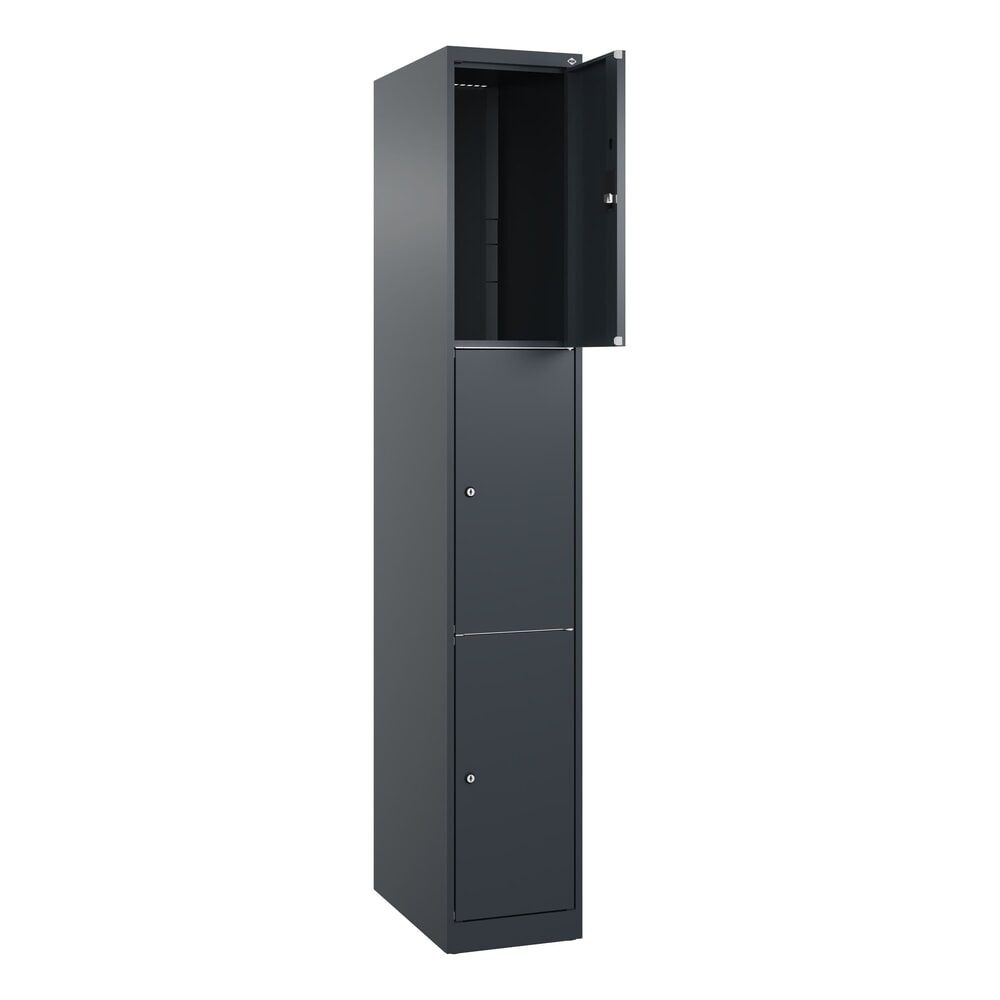 Produktabbildung Nr. 1: C+P Schließfachschrank Classic PLUS, 1 Abteil, HxBxT 1.850 x 300 x 500 mm, anthrazitgrau, anthrazitgrau, 3 Fächer, Zylinderschloss