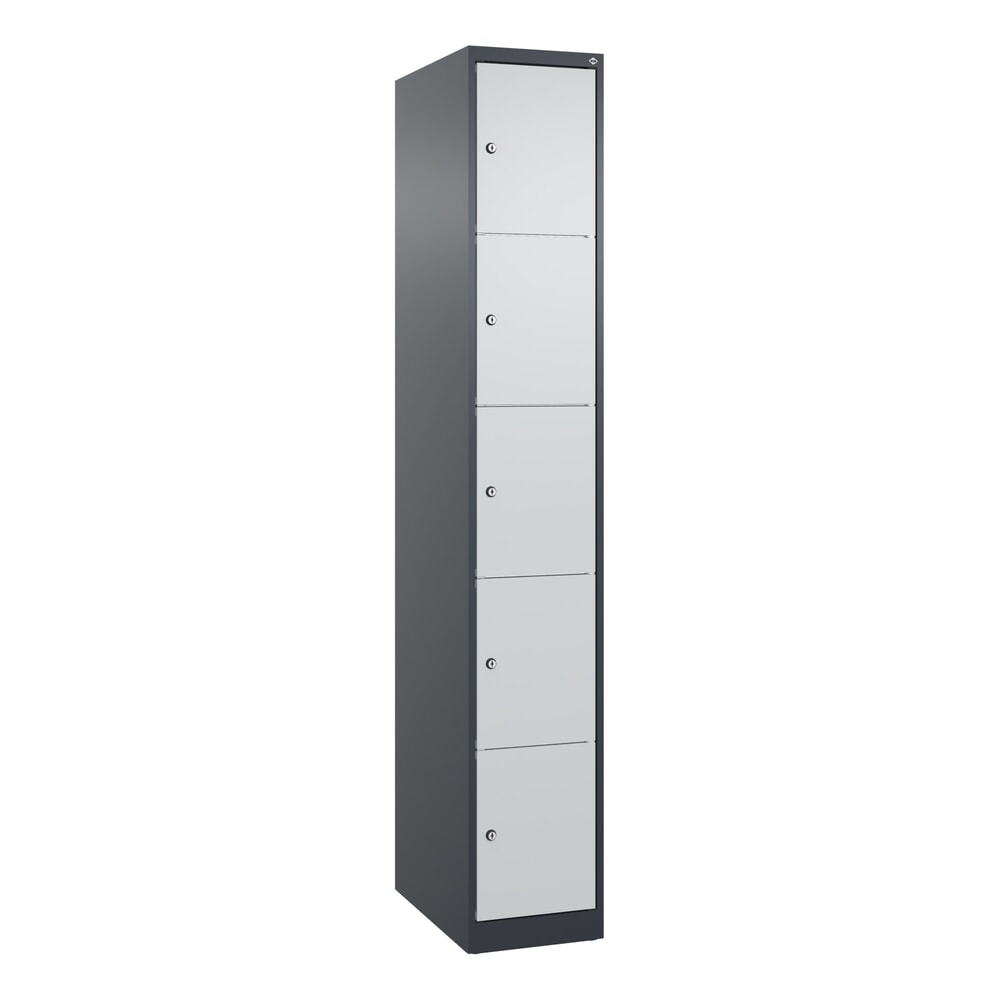 Produktabbildung Nr. 9: C+P Schließfachschrank Classic PLUS, 1 Abteil, HxBxT 1.850 x 300 x 500 mm, anthrazitgrau, lichtgrau, 5 Fächer, Zylinderschloss
