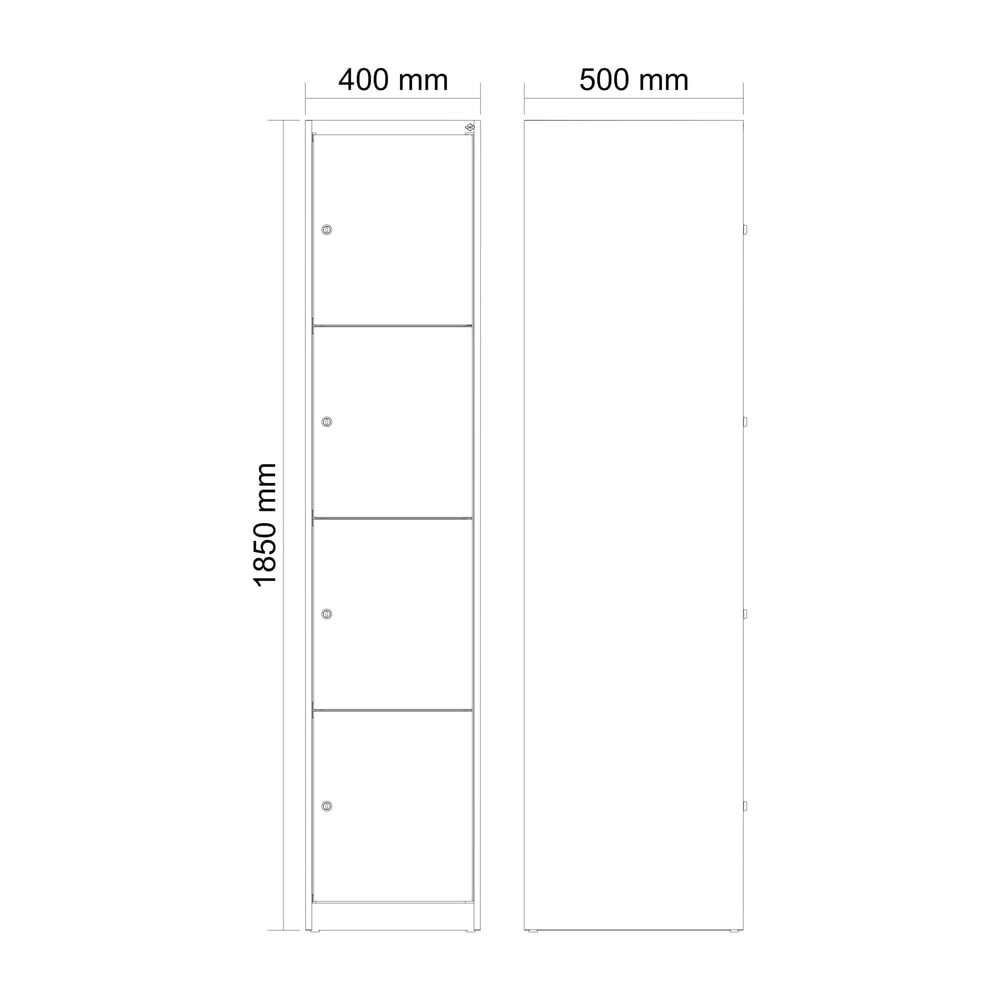 Produktabbildung Nr. 8: C+P Schließfachschrank Classic PLUS, 1 Abteil, HxBxT 1.850 x 400 x 500 mm, lichtgrau, anthrazitgrau, 4 Fächer, Zylinderschloss
