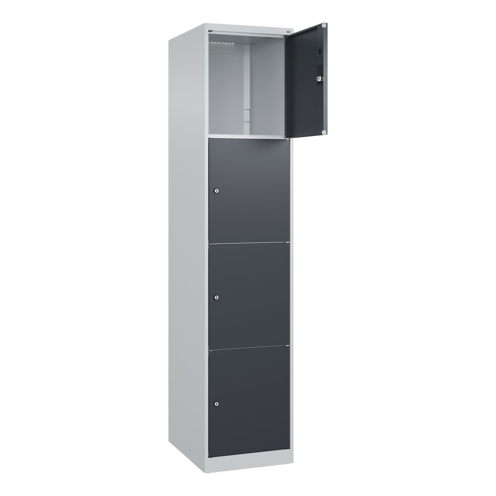 Produktabbildung: C+P Schließfachschrank Classic PLUS, 1 Abteil, HxBxT 1.850 x 400 x 500 mm, lichtgrau, anthrazitgrau, 4 Fächer, Zylinderschloss