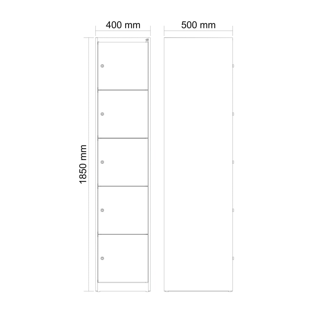Produktabbildung Nr. 8: C+P Schließfachschrank Classic PLUS, 1 Abteil, HxBxT 1.850 x 400 x 500 mm, anthrazitgrau, lichtgrau, 5 Fächer, Zylinderschloss