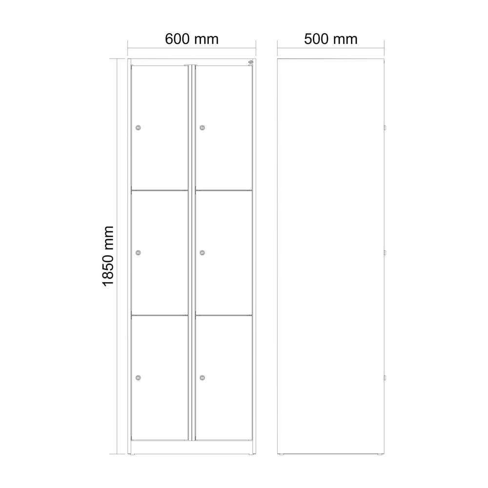 Produktabbildung Nr. 8: C+P Schließfachschrank Classic PLUS, 2 Abteile, HxBxT 1.850 x 600 x 500 mm, lichtgrau, lichtblau, 6 Fächer, Zylinderschloss