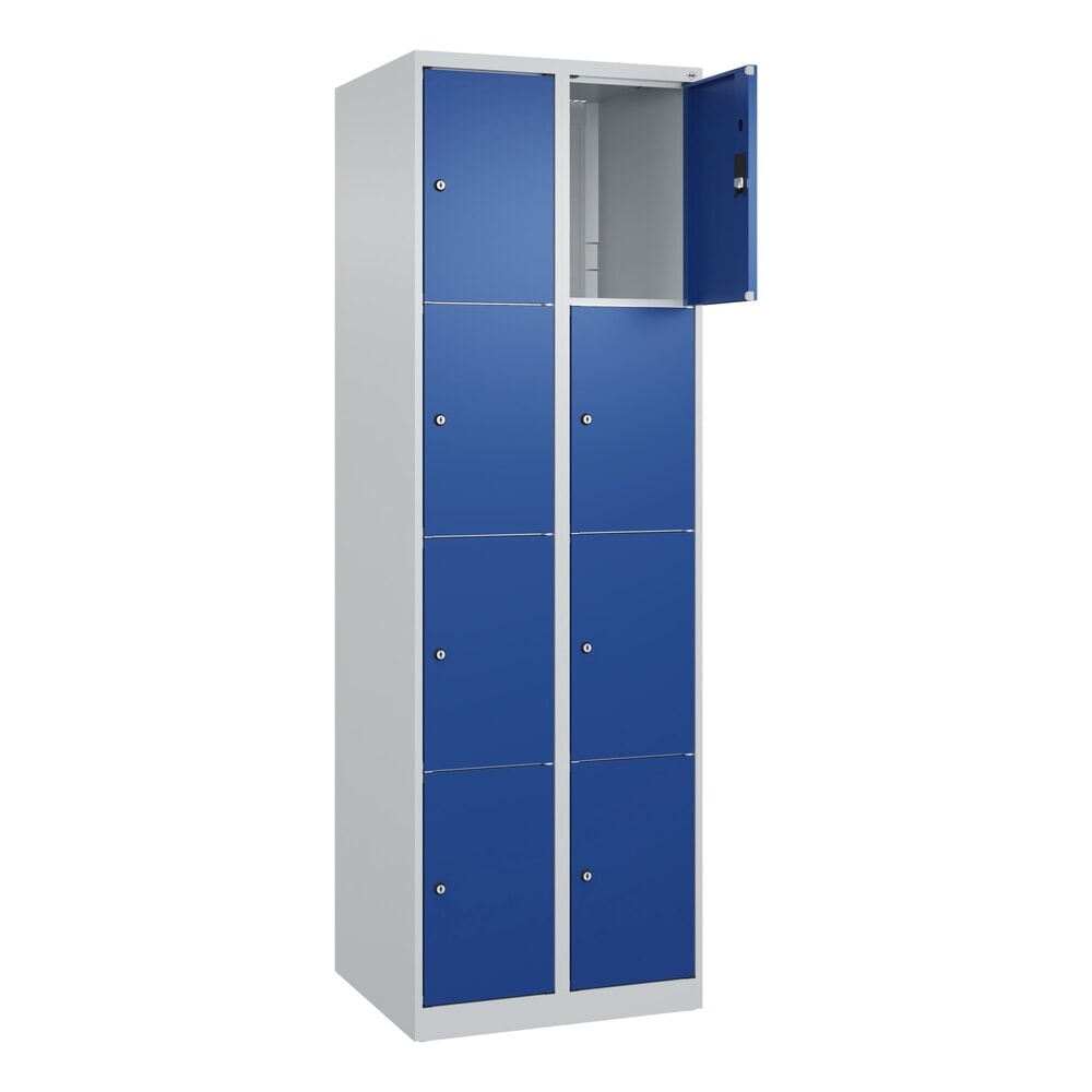 Produktabbildung Nr. 1: C+P Schließfachschrank Classic PLUS, 2 Abteile, HxBxT 1.850 x 600 x 500 mm, lichtgrau, enzianblau, 8 Fächer, Zylinderschloss