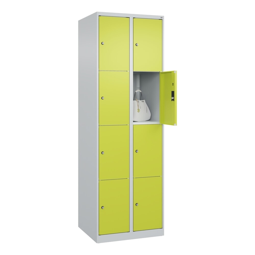 Produktabbildung Nr. 10: C+P Schließfachschrank Classic PLUS, 2 Abteile, HxBxT 1.850 x 600 x 500 mm, lichtgrau, clowngrün, 8 Fächer, Zylinderschloss