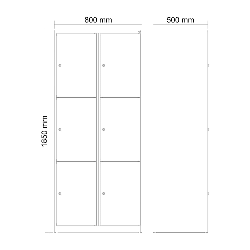 Produktabbildung Nr. 8: C+P Schließfachschrank Classic PLUS, 2 Abteile, HxBxT 1.850 x 800 x 500 mm, anthrazitgrau, lichtgrau, 6 Fächer, Zylinderschloss