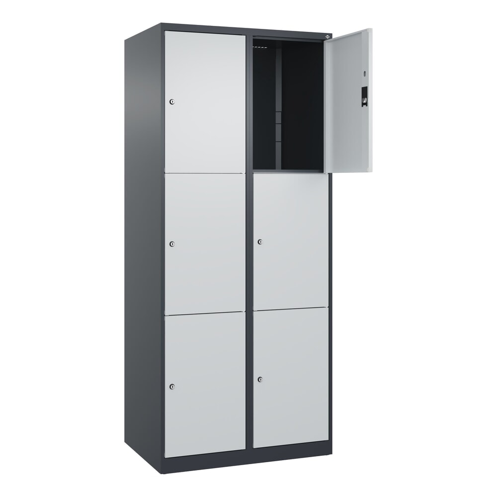 Produktabbildung Nr. 1: C+P Schließfachschrank Classic PLUS, 2 Abteile, HxBxT 1.850 x 800 x 500 mm, anthrazitgrau, lichtgrau, 6 Fächer, Zylinderschloss