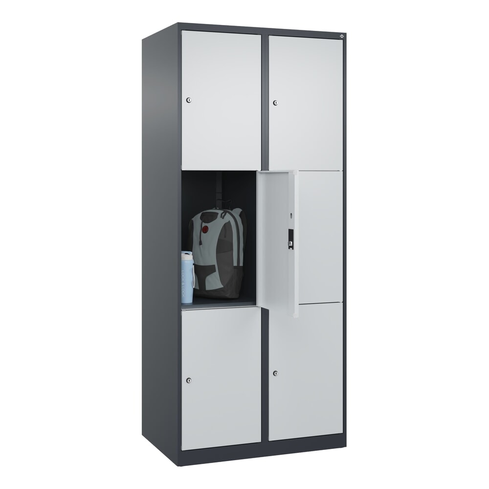 Produktabbildung Nr. 10: C+P Schließfachschrank Classic PLUS, 2 Abteile, HxBxT 1.850 x 800 x 500 mm, anthrazitgrau, lichtgrau, 6 Fächer, Zylinderschloss