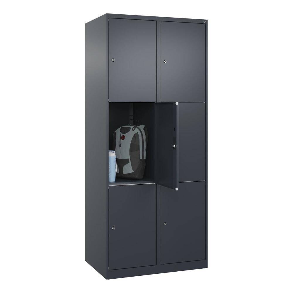 Produktabbildung Nr. 10: C+P Schließfachschrank Classic PLUS, 2 Abteile, HxBxT 1.850 x 800 x 500 mm, anthrazitgrau, anthrazitgrau, 6 Fächer, Zylinderschloss