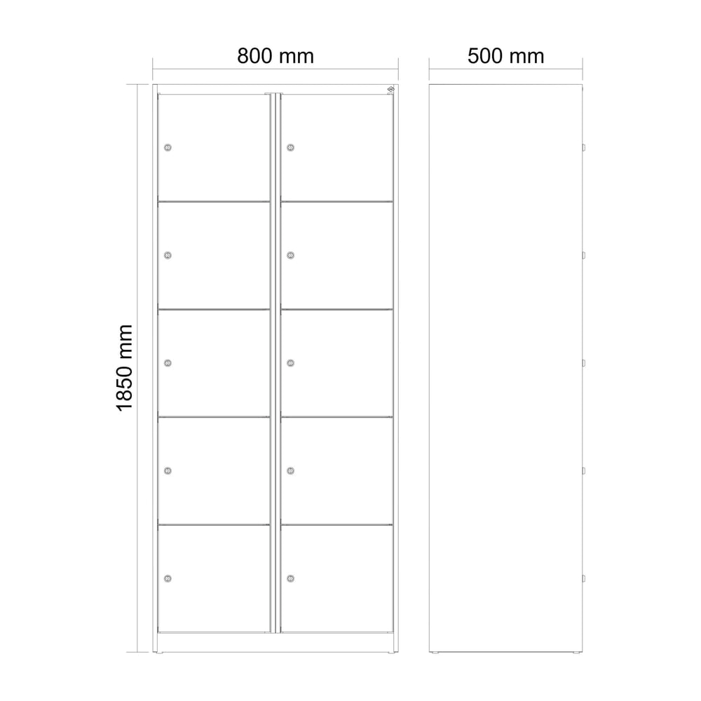 Produktabbildung Nr. 8: C+P Schließfachschrank Classic PLUS, 2 Abteile, HxBxT 1.850 x 800 x 500 mm, lichtgrau, clowngrün, 10 Fächer, Zylinderschloss